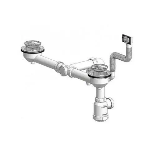 Desagüe Fregadero Ahorro Espacio para 2 Senos c/Válvula Cesta 115Ø T-55BM TECNOAGUA 50259