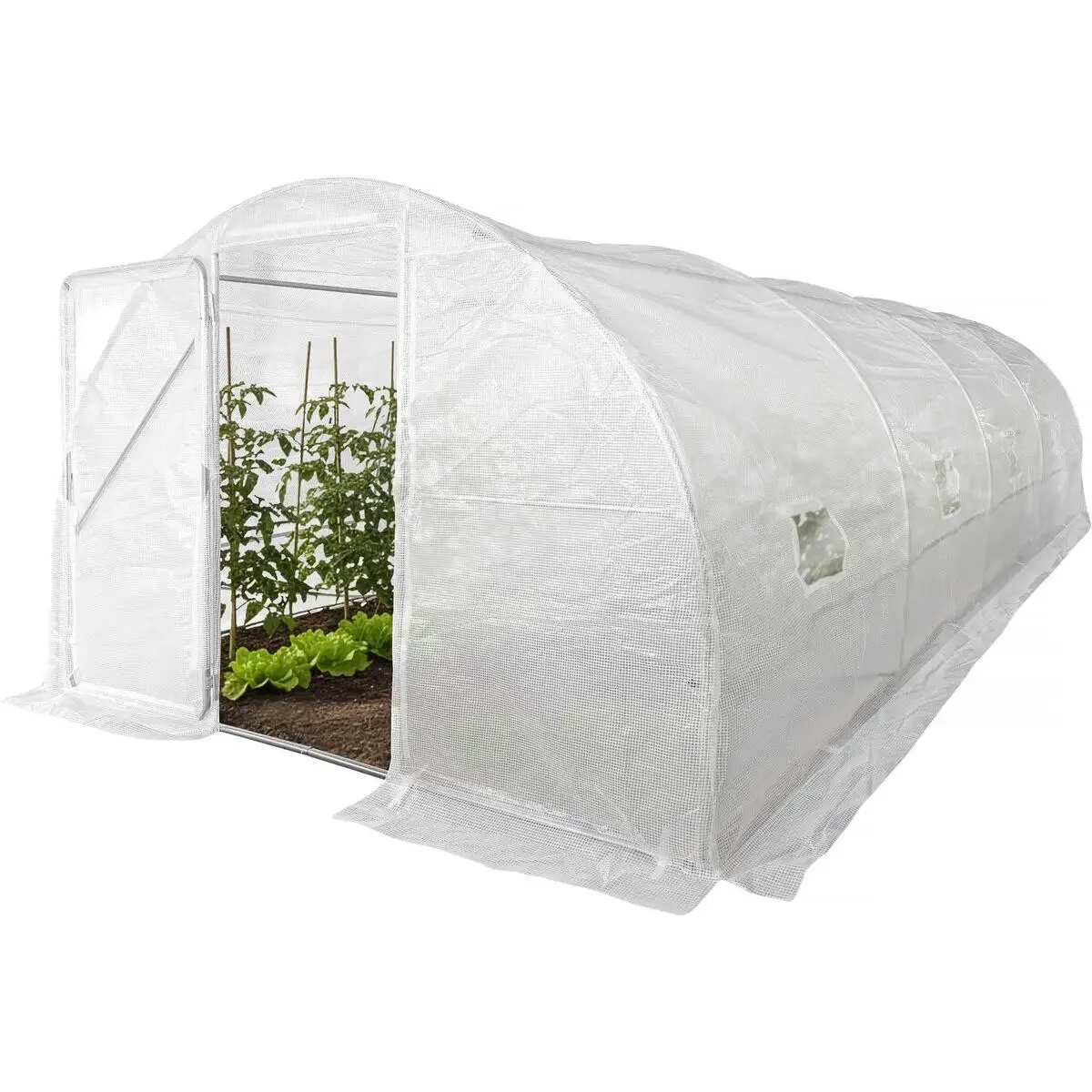 Habitat y Jardin - Invernadero de túnel "Mimosa" con puerta - 18 m² - 180 g - Blanco