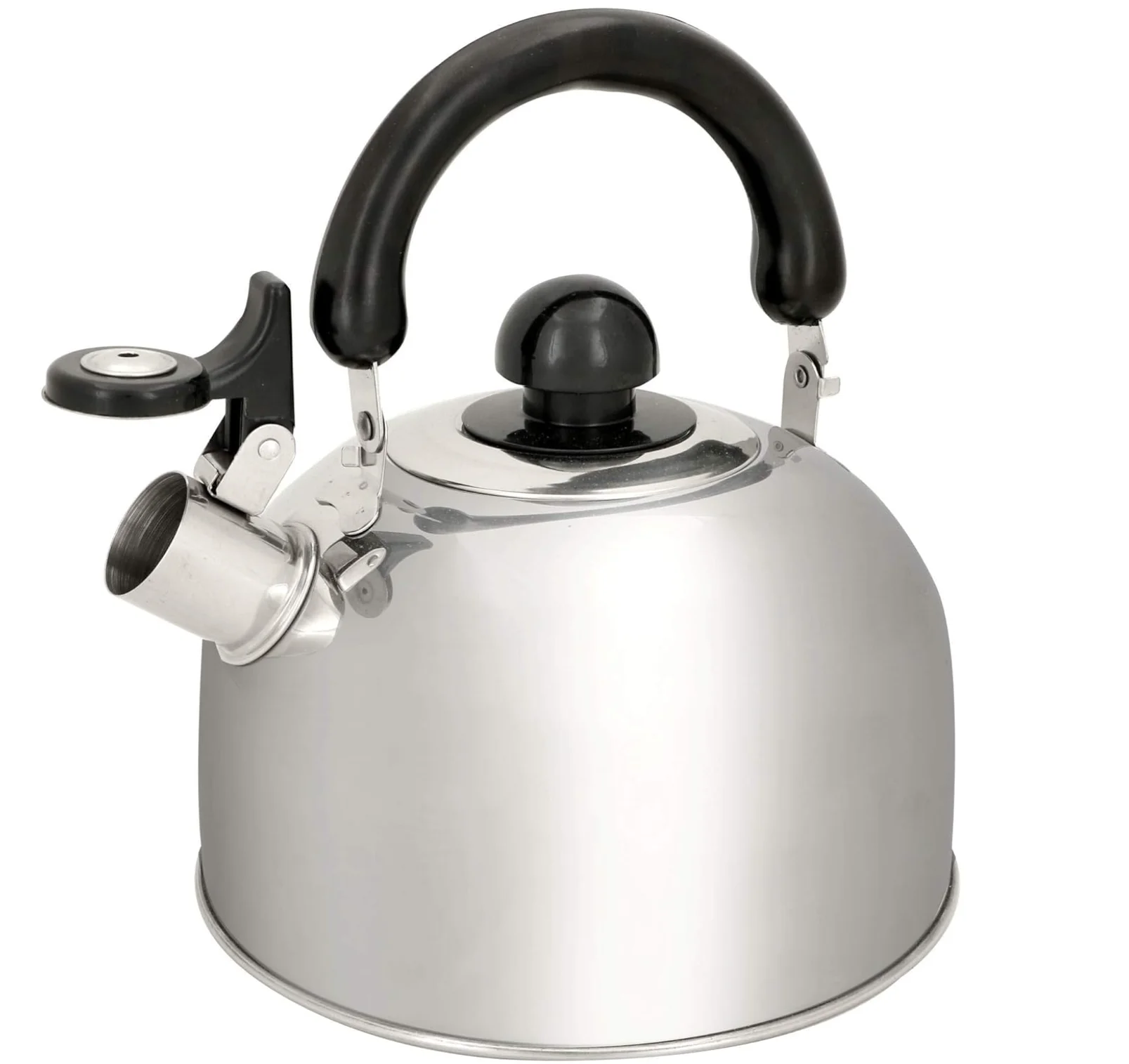 Gerimport-water kettle-teapot with whistle-2.5L-stainless steel-for induction and Gas-silver Ø 19CM, whistling kettle with handle for induction and gas Ø 19CM