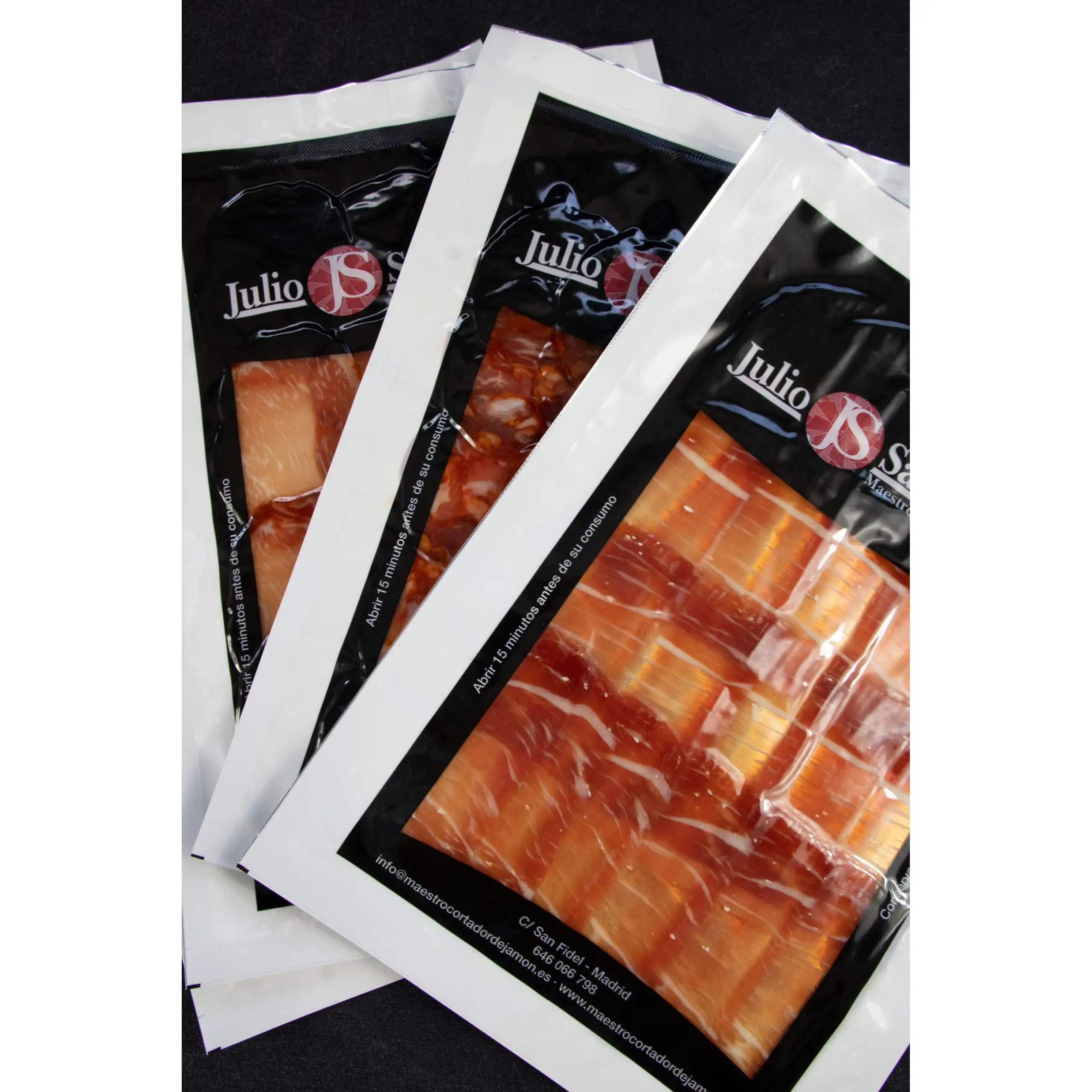 Jamones Julio Sarmentera - Lote de 3 paquetes de lomo de bellota 50% ibérico y 3 paquetes de chorizo ibérico de bellota - embutido ibérico loncheado envasado