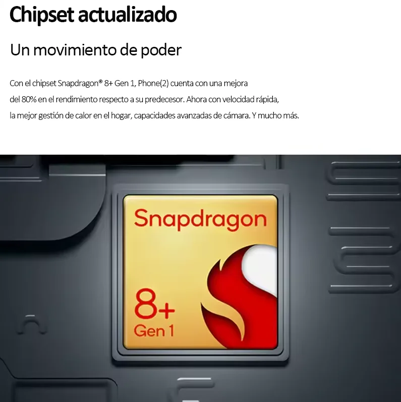 Teléfono Móvil Nothing Phone (2), 12GB+256GB, Snapdragon 8+ Gen 1, 6.7″ flexible LTPO OLED, 50MP Main Camera, 4700mAh Battery, Nothing OS 2.0 6