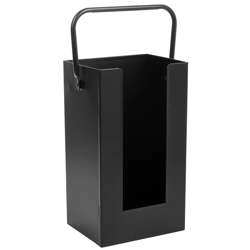 WANDERLUST DECO Leñero para Chimenea de Metal con Asa Negro - Organiza Tu Leña - 37x18x42h Cm