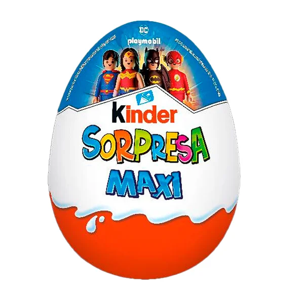 Kinder Huevos de Chocolate Gigantes con Sorpresa - Playmobil superhéroes DC - 6 Huevos Maxi de 100g