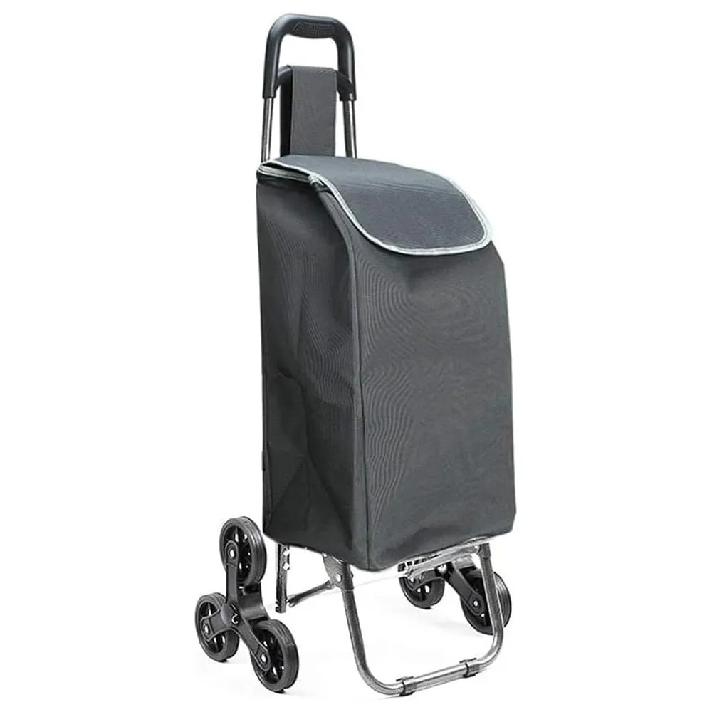 Cosshano Folding Shopping Cart with 6 Wheels for Climping Stairs Market Cart 42L Grey Waterproof Bag