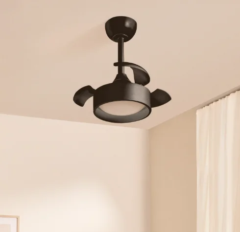 Create - 40w silent ceiling fan ø55cm retractable blades with led light - wind clear lamp