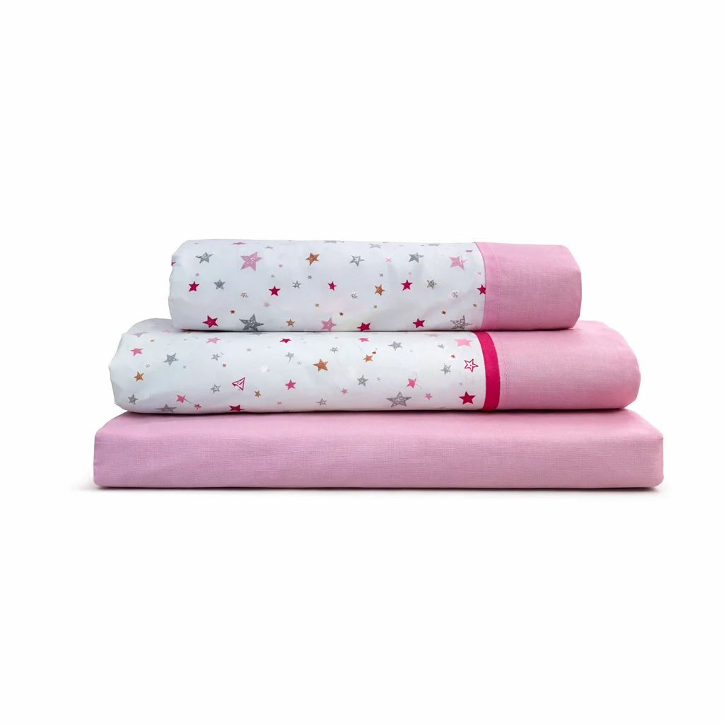 Juego De Sábanas Infantil Universo Rosa De Algodón y Poliéster, Para Cama de 90 y 105, Tacto Suave, Antipilling, 144 hilos, Marca Paduana.