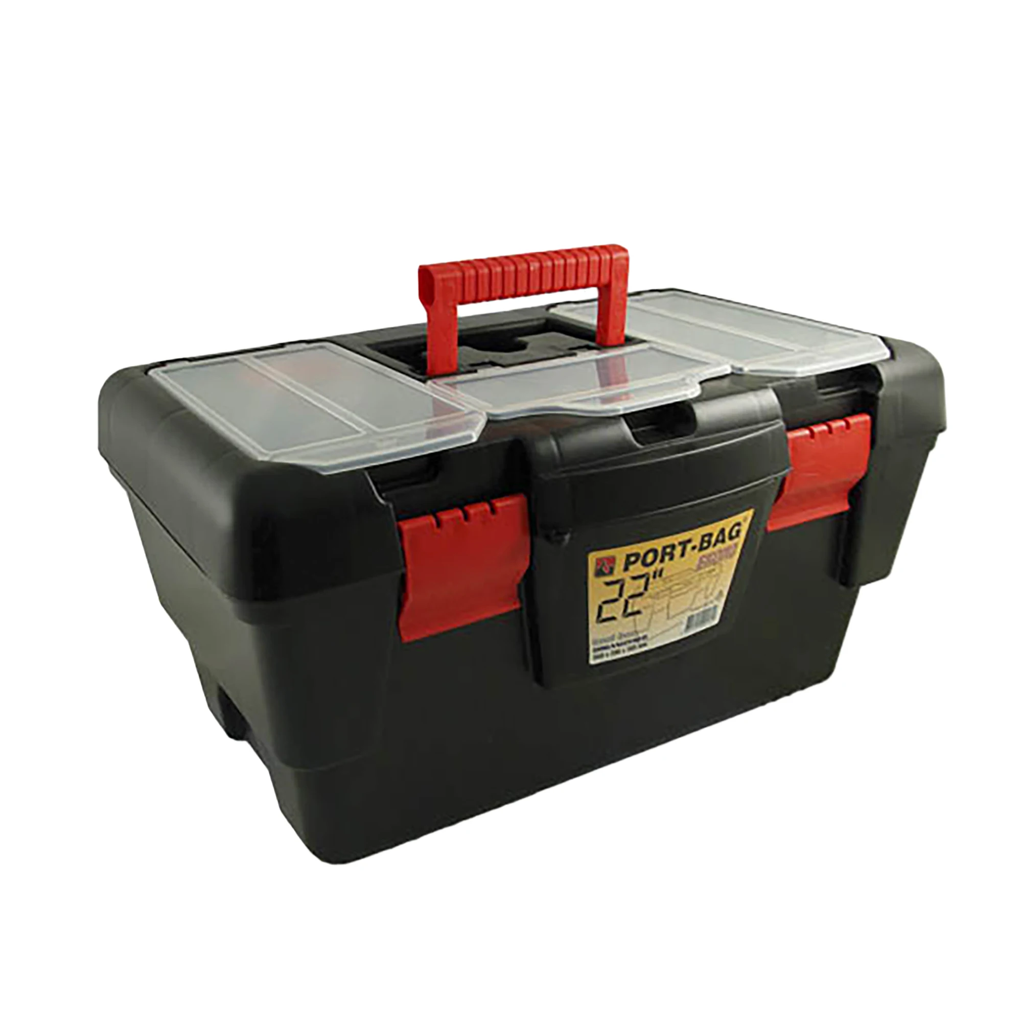 Caja de Herramientas Grande 55 cm 22" con Bandeja Interior y 6 Compartimentos Organizadores en la Tapa. Contenedor de tornillos, arandelas, clavos, tuercas, brocas. tacos, grapas, aparejos de pesca