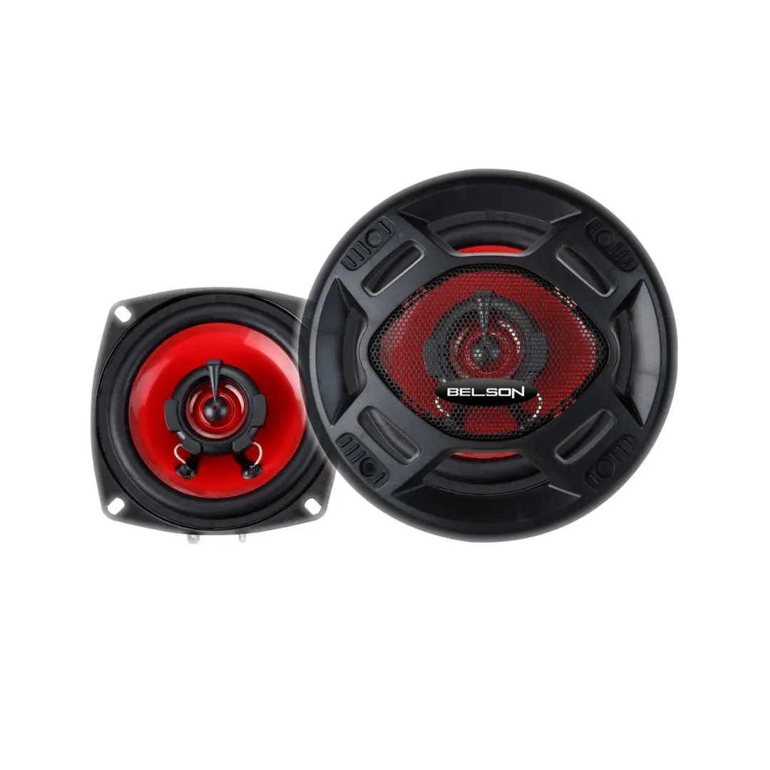 Altavoces Coaxiales Belson BSS-525FB 2 Vías 100 W para Automóvil con Rejilla, Color Rojo – Alta Resistencia y Sonido Superior