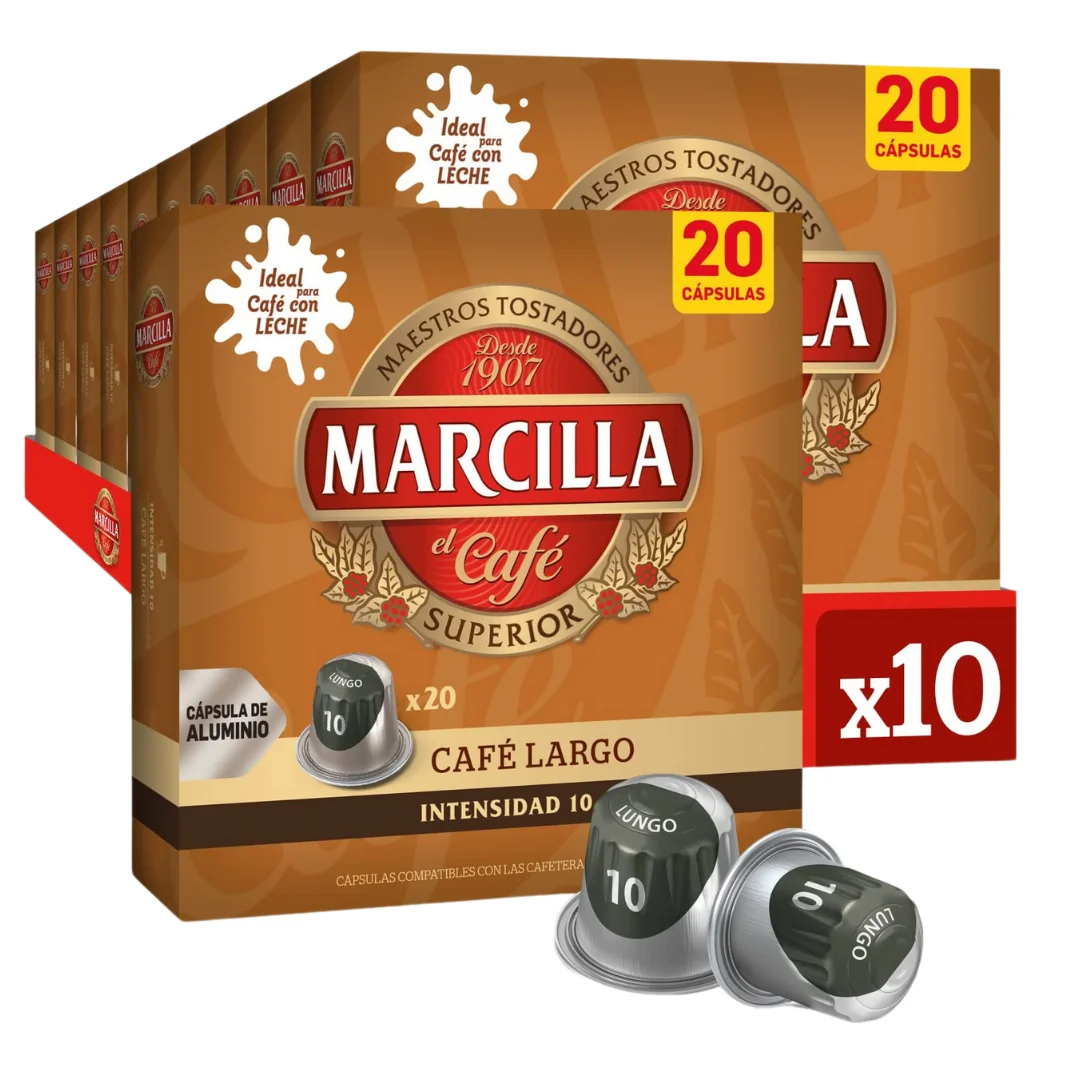 Café Marcilla Lungo Capsulas - Pack 10 - 200 Cápsulas - Qumir