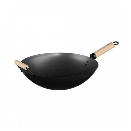 Wok de Acero 35 Cm con Mango de Madera de Alta Calidad