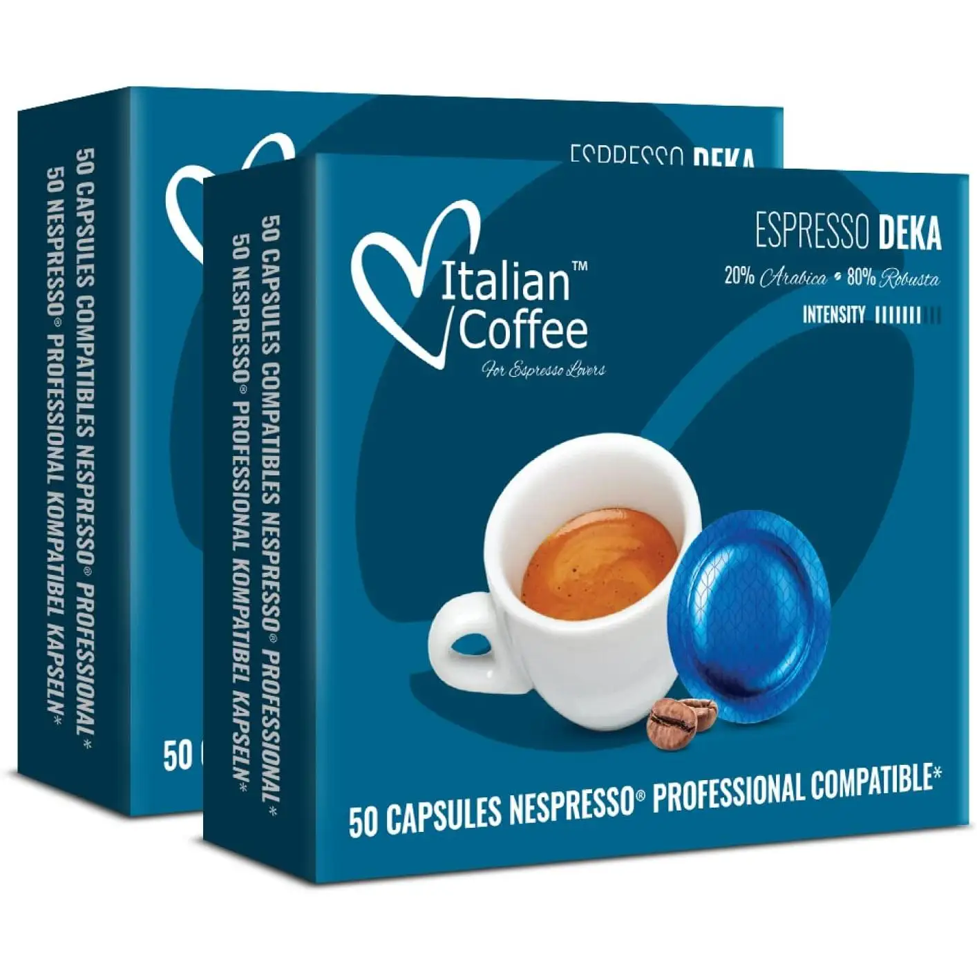 Italian Coffee For Espresso Lovers Café Descafeinado - 100 Cápsulas Nespresso Profesional - Italian Coffee
