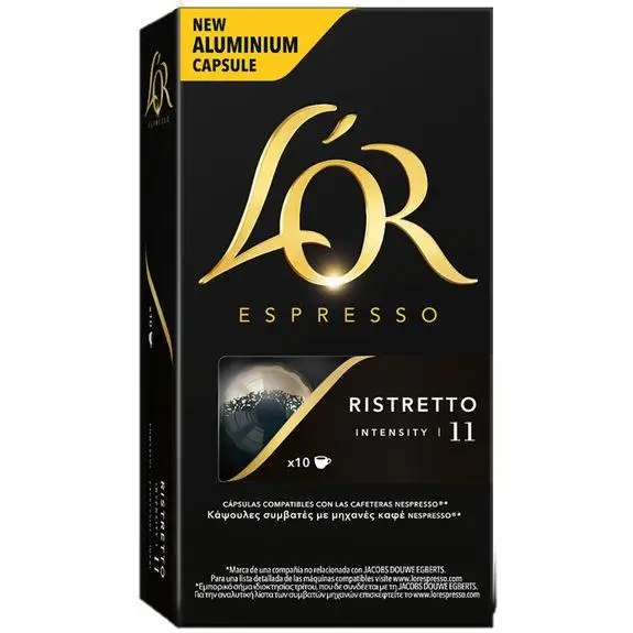 L'or ristretto coffee capsules intensity 11 (box of 100 capsules)