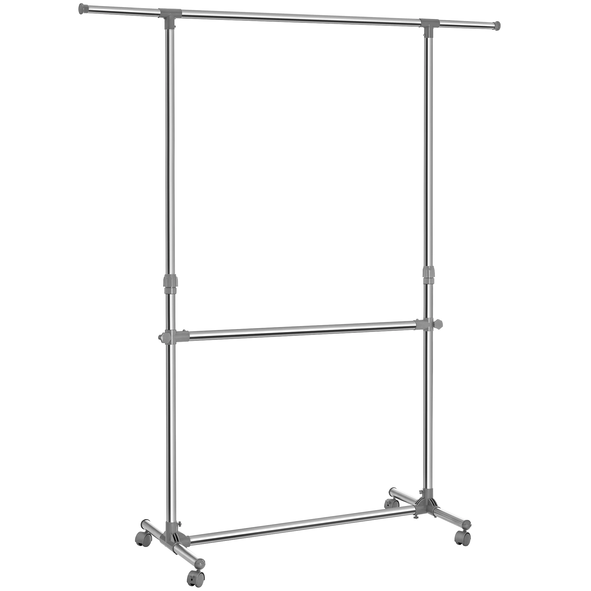 SONGMICS Perchero Barra para Colgar Ropa, Color Gris/Azul, 113-198 cm