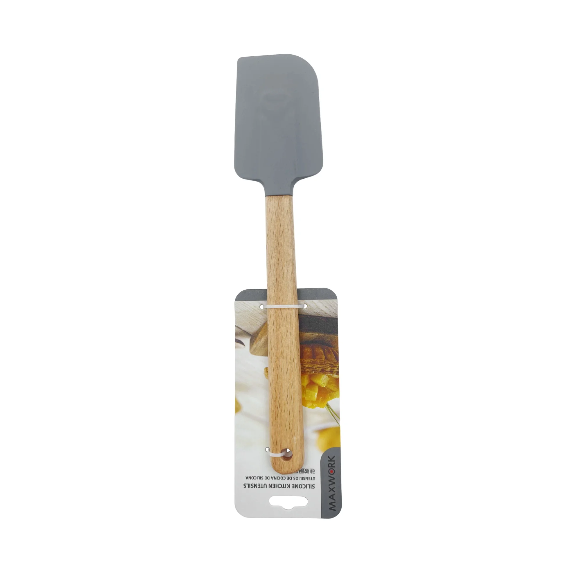 MAXWORK Espátula de silicona de grado alimentario, espátula convexa, espátula para nata con mango de madera 28 cm,, antiadherente, utensilios para pastelería