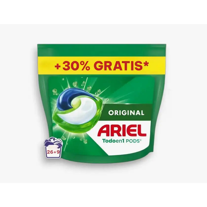 Detergente Ariel Todo en Uno 26+9 - Elimina Manchas y Malos Olores
