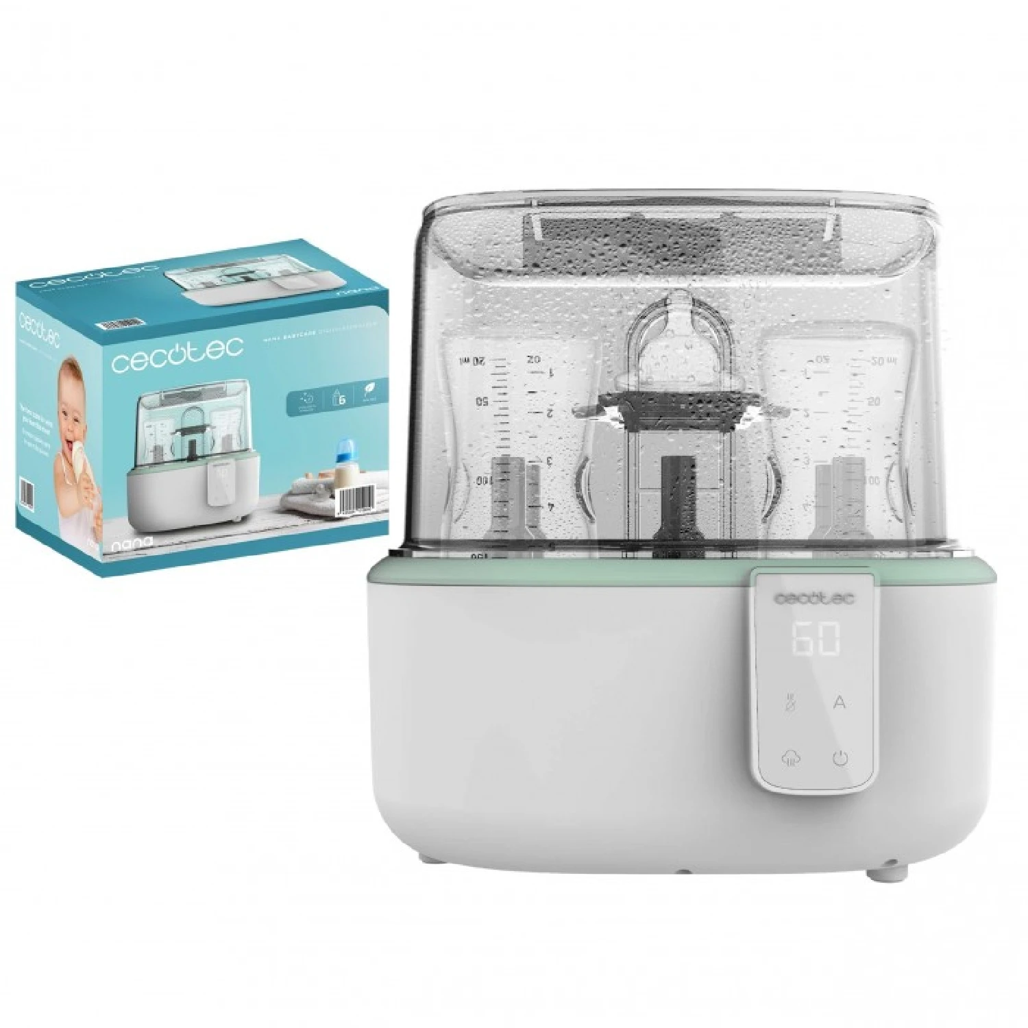 Cecotec Nana BabyCare DigitalSterilizer Esterilizador Digital para Hasta 6 Biberones, con Soporte de Tetinas