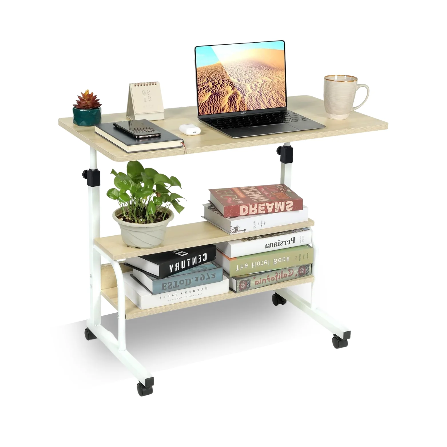 JANDTEK. Mesa Ordenador portatil con Ruedas - Mesa Auxiliar 80x40cm - Mesa Ordenador pequeña