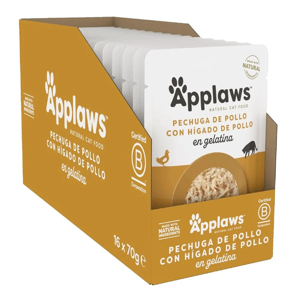 Applaws Cat Comida Húmeda de Sobres Con Higado y Pollo en Gelatina Para Gatos - 16 unidades x 70gr