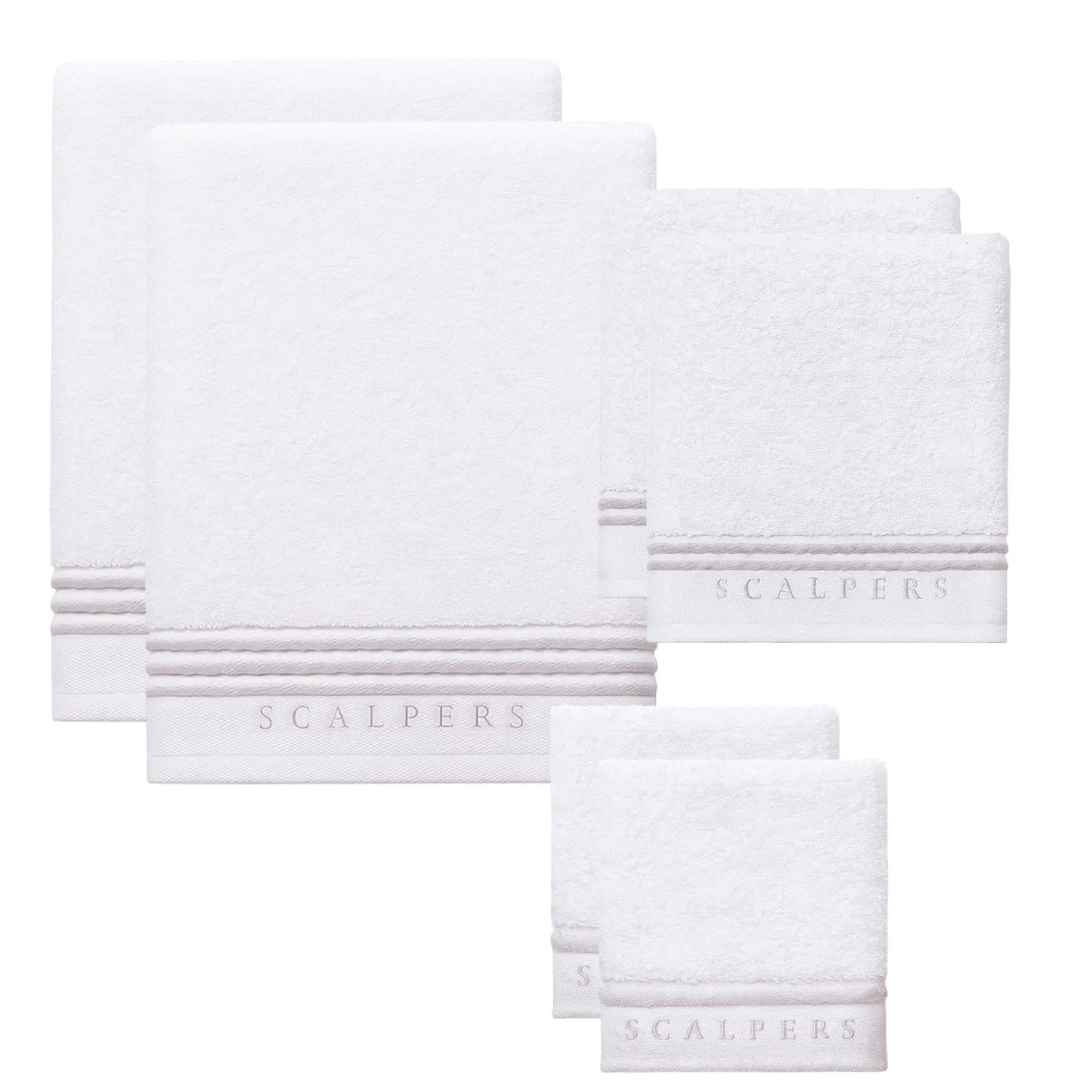 Set 6 de toallas de baño calavera (2x tocador 30x50cm + 2x manos 50x90cm + 2x baño 70x140cm) 100%algodón varios colores Scalpers Home
