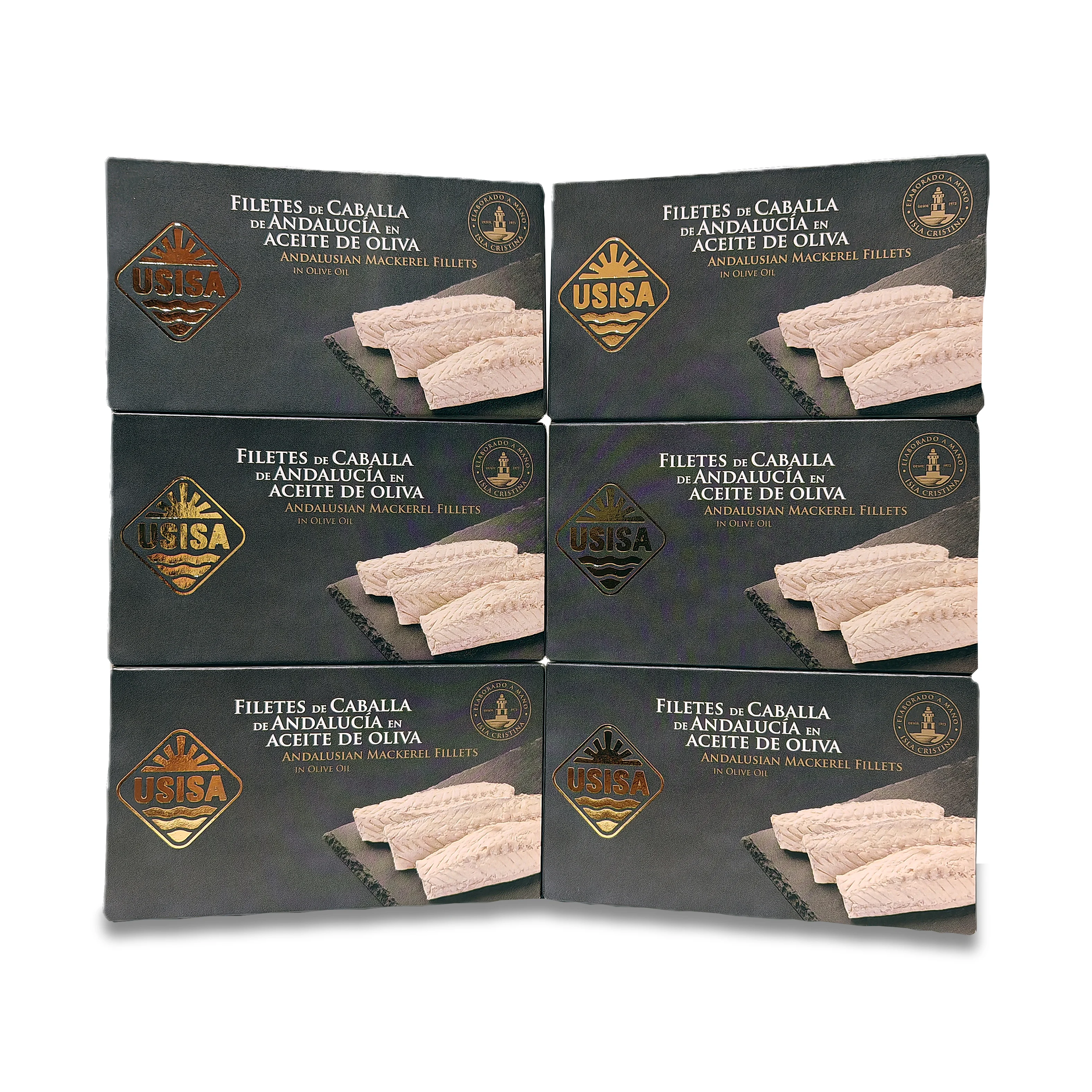 Filetes de caballa de Andalucía en aceite de oliva de USISA (Pack de 6 unidades de 120gr)