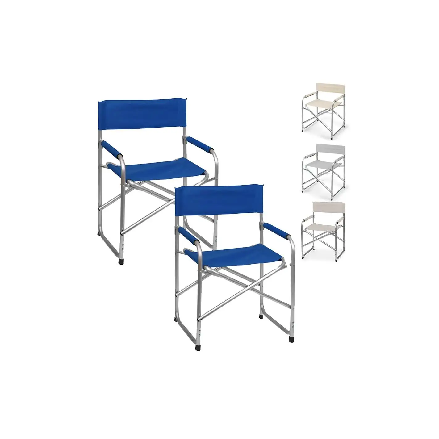 Mediawave Store Set 2pz Sedia Regista in Alluminio e Textilene Pieghevole da Campeggio 82x57x55