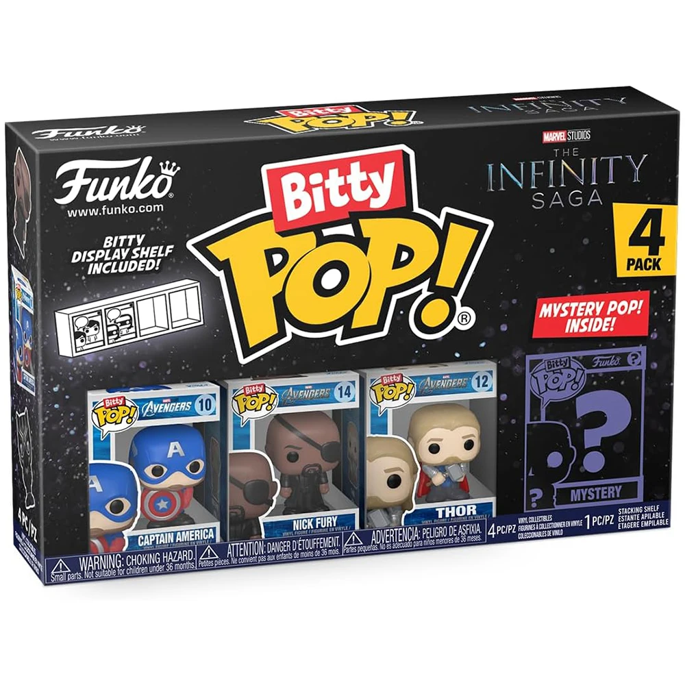 Funko Bitty Pop! La Saga del Infinito - Capitán América, Nick Furia, Thor y ¿?, 71503, ENVÍO URGENTE A PENÍNSULA 24-48 HORAS
