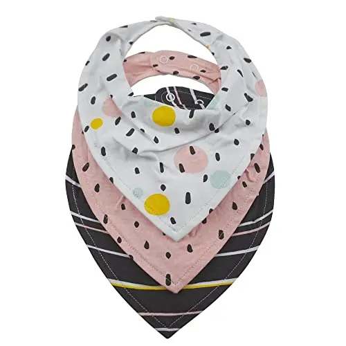 Olmitos - Pack de 3 Baberos Bandana para Bebé Unisex | Algodón Muselina Suave | Cierre con Velcro | Fáciles de Limpiar | Desde 0 a 3 Años