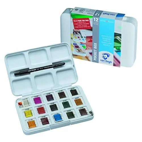 TALENS SET pocket watercolor 15 colors and brush N ° 6 VAN GOGH