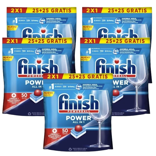 FINISH detergent dishwasher machine all in one FINISH Power 25 + 25 free capsules-5ud-250 tablets total