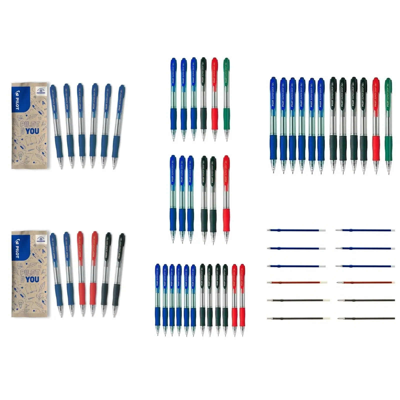 Boligrafo Pilot Supergrip Azul/Negro/Rojo/Verde y Recambio Supergrip boligrafo de toda la vida muy recomendada surtido de modelos para elegir Primera Calidad Garantizada