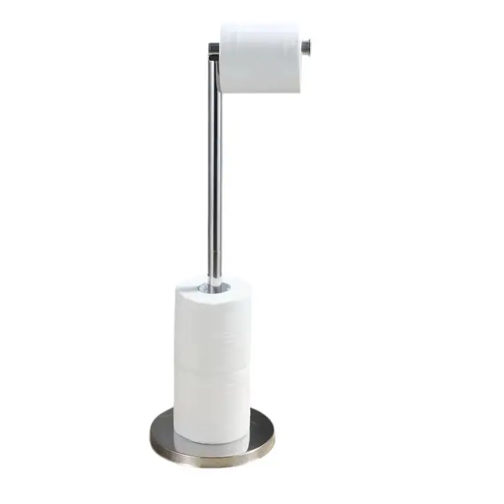 Portarrollos de Papel higiénico de Acero Inoxidable Plegable ,Elegante ,Soporte para rollos de papel igienico de repuesto, cromado, independiente ,de Pie ,sin taladrar