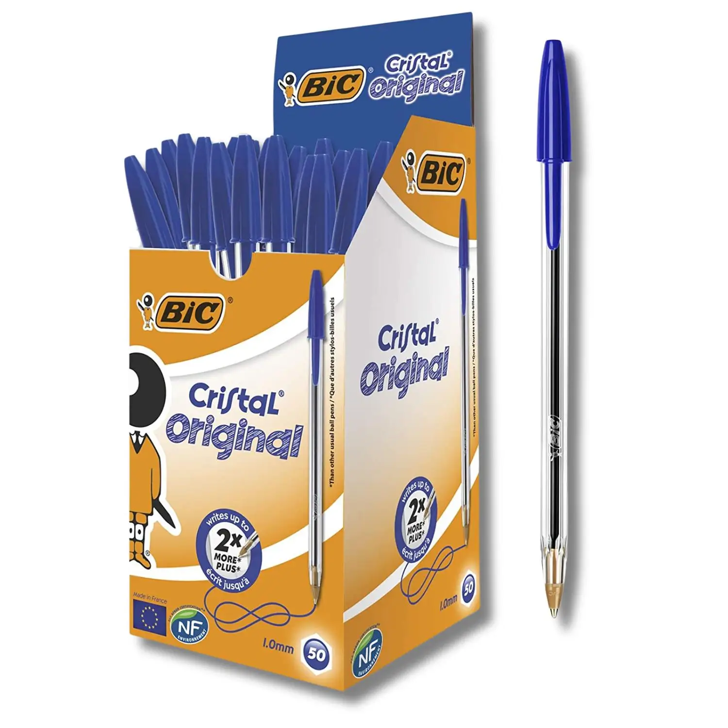 BIC Cristal Bolígrafos Azules Punta Media 1.0mm, Caja de 50 🖊️