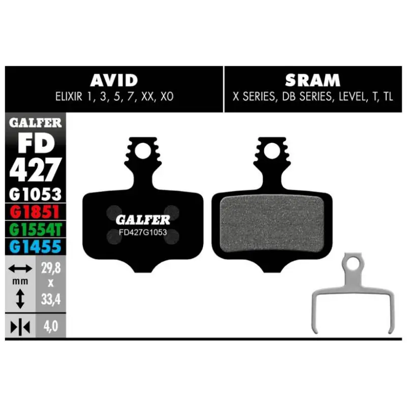 GALFER | Pastillas De Freno Standard Compatible Avid-Sram  FD427G1053  - Ventajas de los nuevos compuestos de GALFER BIKE: Ausencia de ruidos.Mejora del tacto, progresividad y potencia de