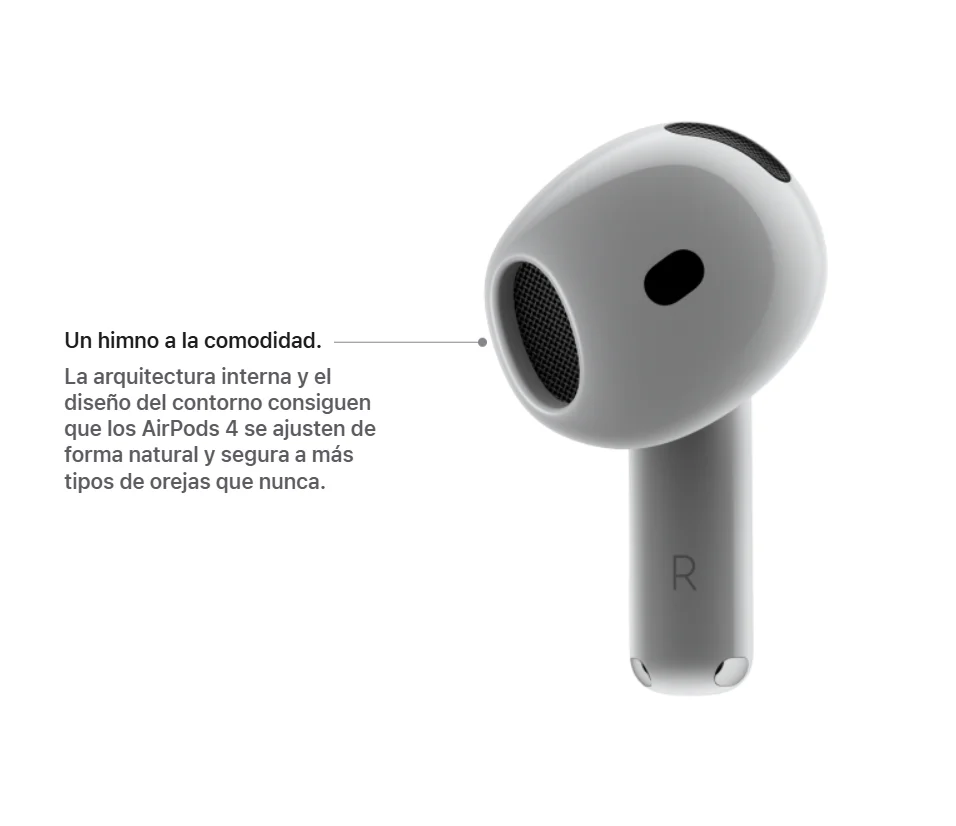 Auriculares Inalámbricos Apple AirPods 4 , Bluetooth 5.3, Chip H2, Audio Espacial y Estuche de Carga USB-C, hasta 30 Horas de Batería, Resistentes al Agua y Sudor 3