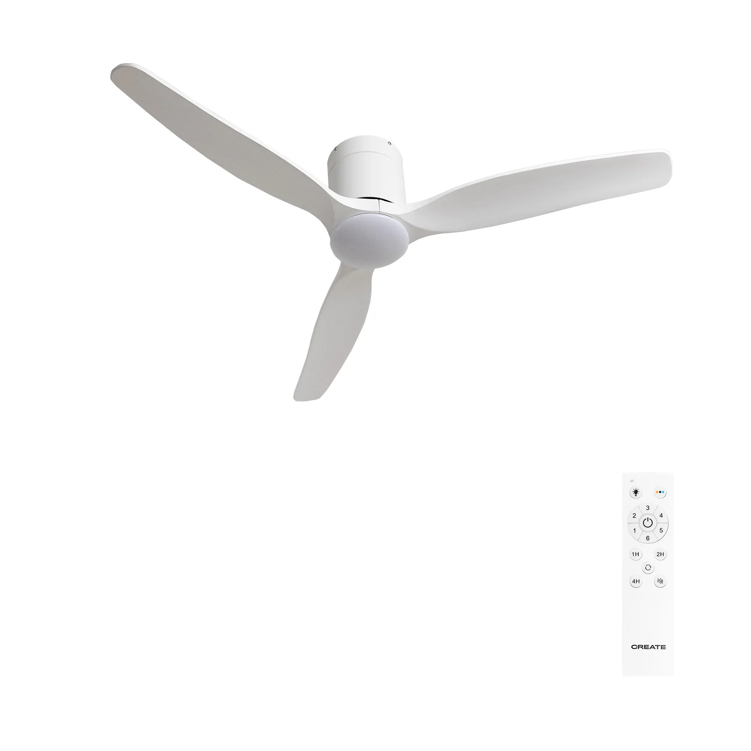 Create - 40w silent ceiling fan ø132 cm 100% wood, with light - wind calm slim light