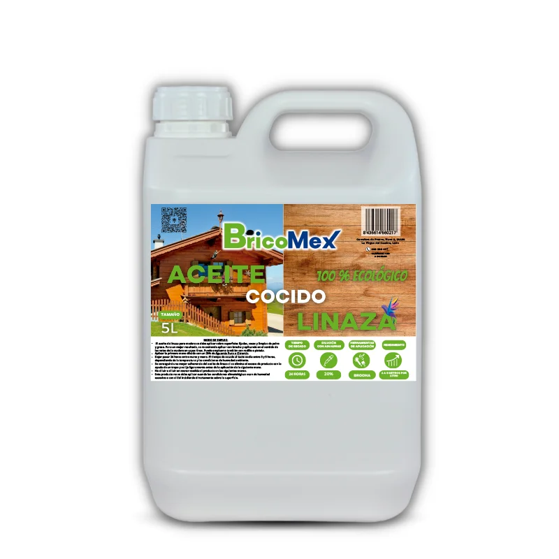 Aceite de Linaza Cocido Bricomex para Madera - Protección y Brillo Natural, Producto Ecológico para Preservar y Embellecer