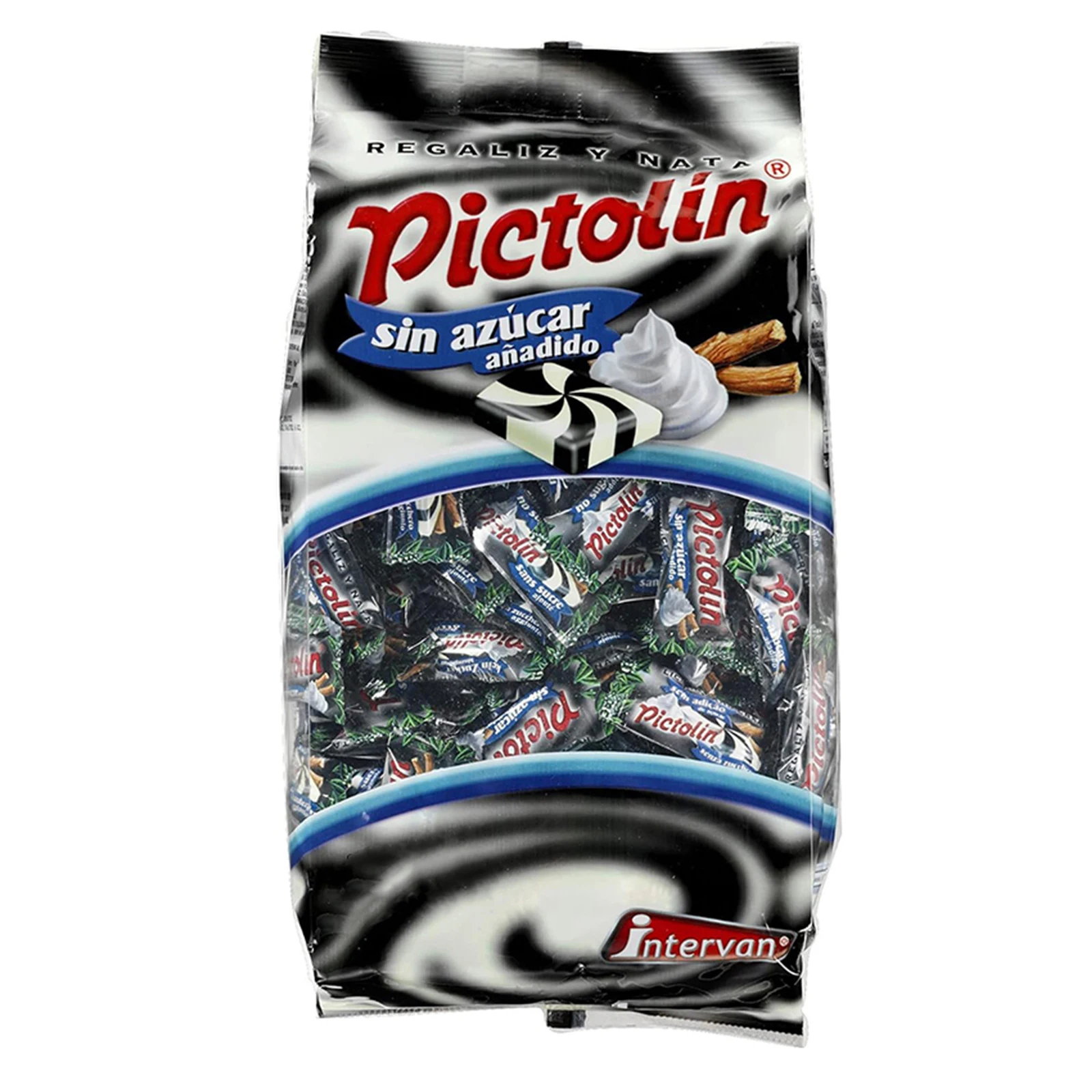 Deliex - Caramelos Pictolín Regaliz y Nata - Sin Azúcar - Bolsa de 800 gr - Sin Gluten (Regaliz y Nata)