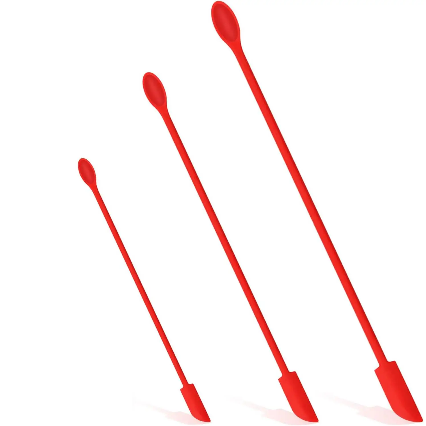 Pack 6 Espátula de Silicona Mini, 3 Tamaños,  Rojo Espátula de Masa con Cuchara, 3 Tamaños Espátula Cuchara Raspador sin BPA, Raspadores de Masa Pequeños, Espátula Maquillaje para Hornear, Cocinar,
