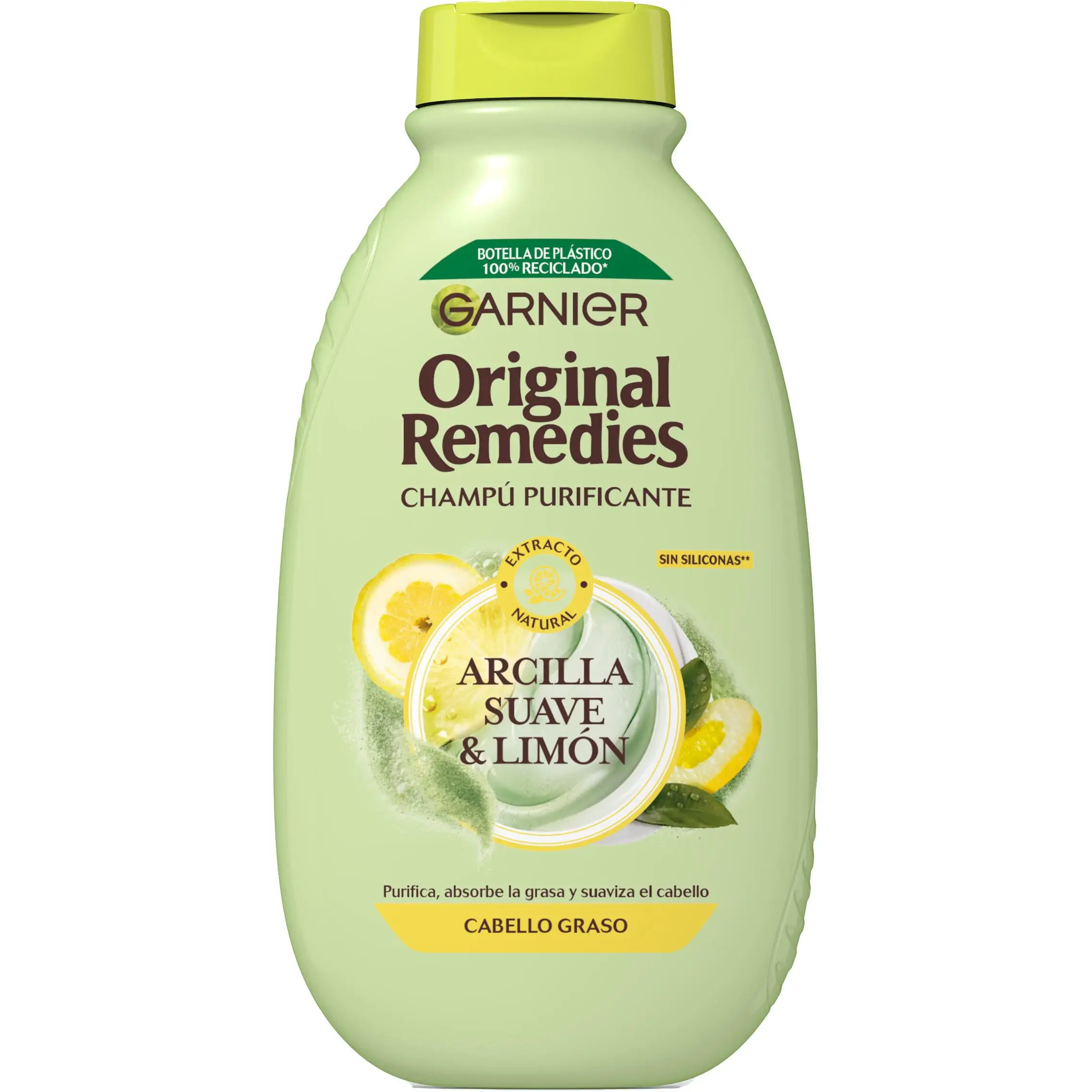 Garnier Original Remedies Soft Clay and Lemon Purifying Shampoo for Oily Hair, 500ml - detoxifies scalp and smooths hair, effective personal care solution for oily hair concerns.