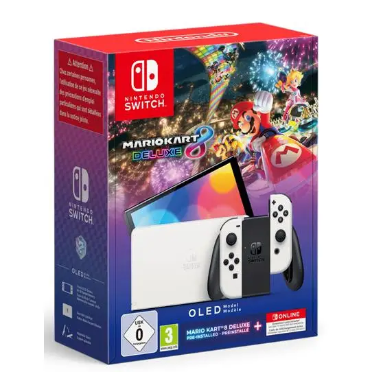 Pack console Oled Switch White + Mario Kart 8 + 12 months Nintendo Switch Online-new sealed