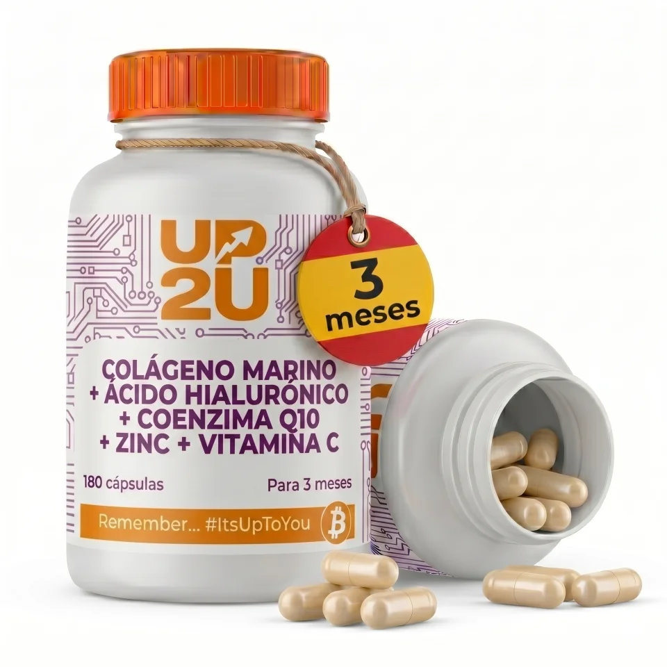 Colágeno Marino Hidrolizado UP2U Nutrition con Ácido Hialurónico, Coenzima Q10, Zinc y Vitamina C – 180 Cápsulas — oferta en AliExpress