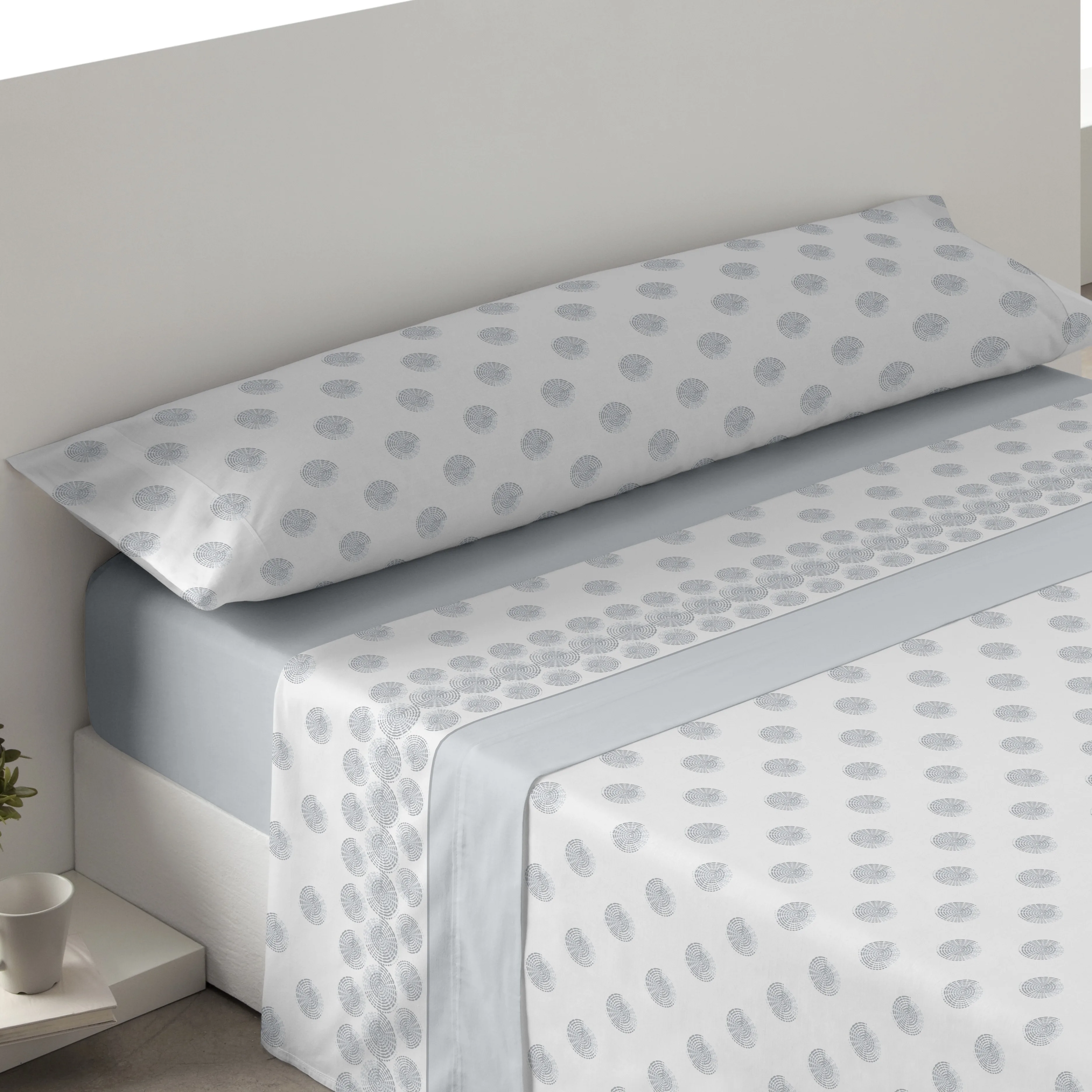 Ram's, Juegos Sabanas Verano Primavera Microfibra Estampada Mod. OREGON color Gris Tres piezas (Bajera+Encimera +Funda Almohada) Cama 90,105,135,150. Tacto muy suave y confortable