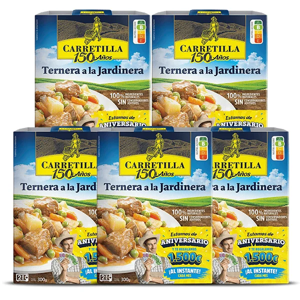 Carretilla Platos preparados: Ternera a la Jardinera - Platos de Carne listos para consumir - 5 raciones