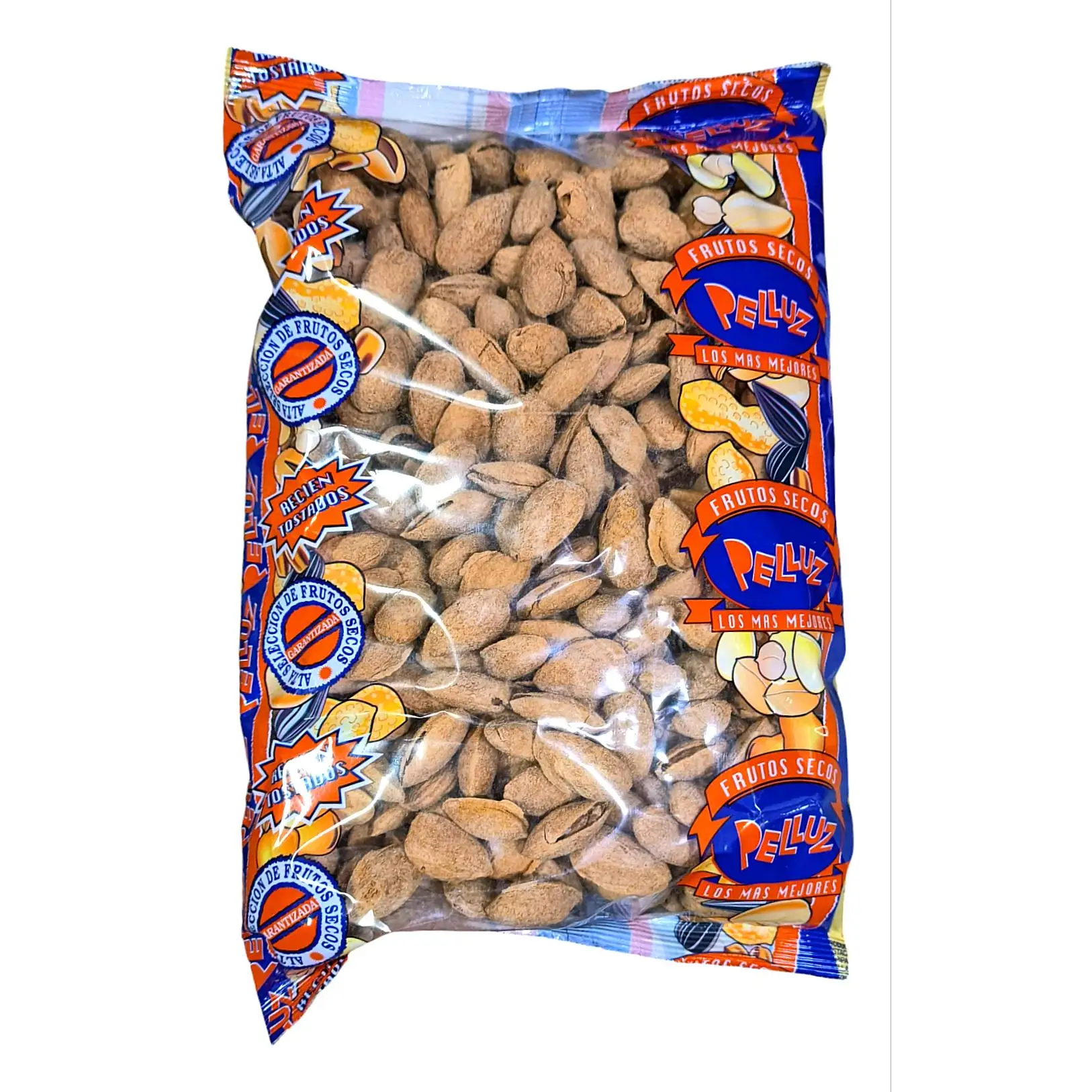 Almendra tostada con cascara al punto de sal 1 Kg - almendras cascara raja - pelluz