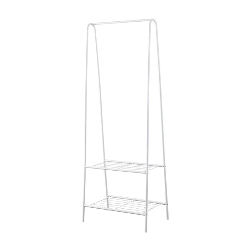 Perchero en forma de A con 2 estantes para zapatos, colgador colgante para suelo, dormitorio y hogar, perchero de acero inoxidable