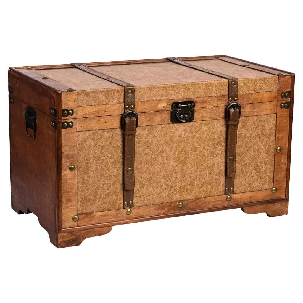 Wonderlust Deco - Baúl de madera marrón 65x36x38h cm Marrón 65x36x38