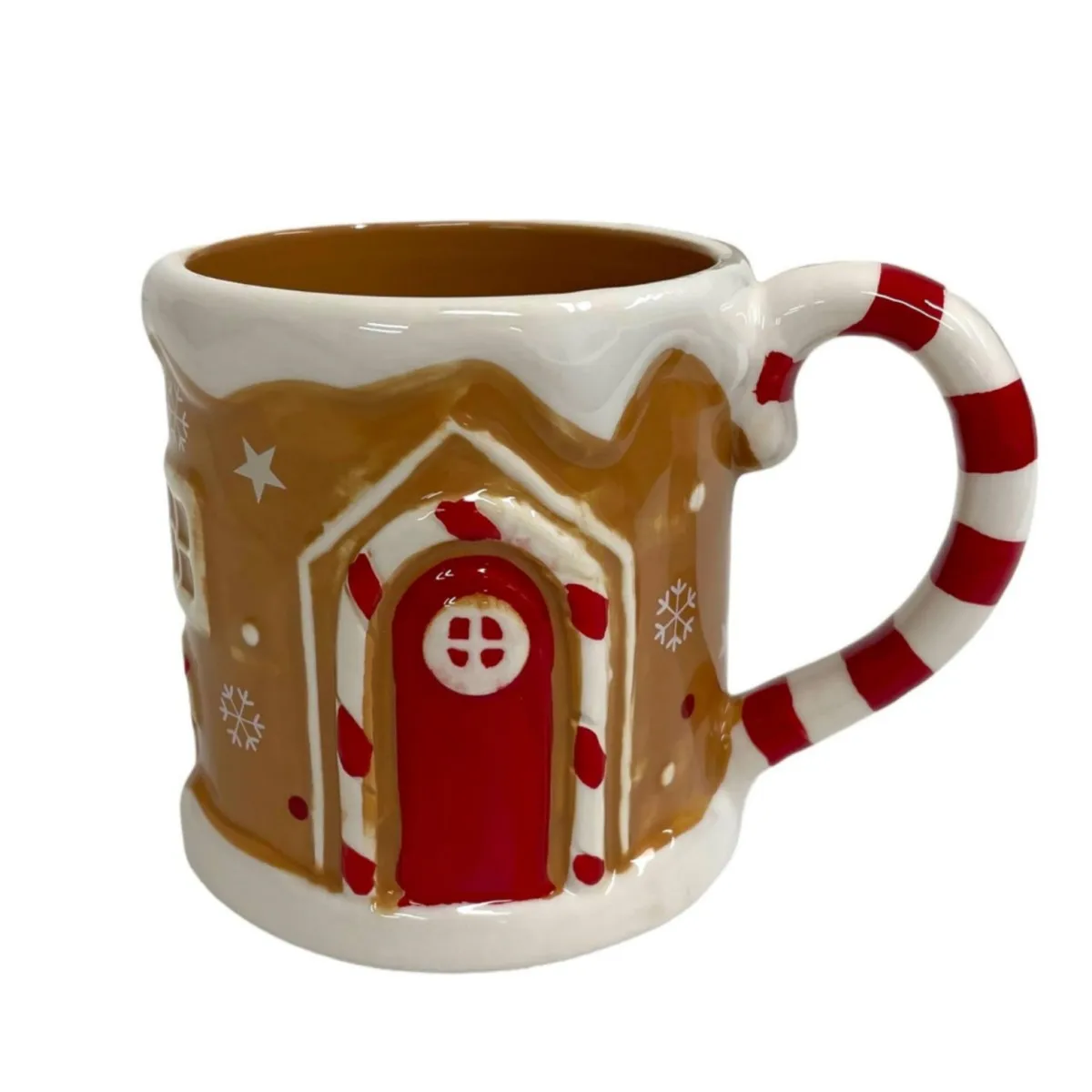 Enjoy your favorite beverages with this Christmas ceramic mug featuring a gingerbread house design, 280 ml capacity, ideal for coffee, tea, or hot chocolate, perfect for festive decor or gifting.