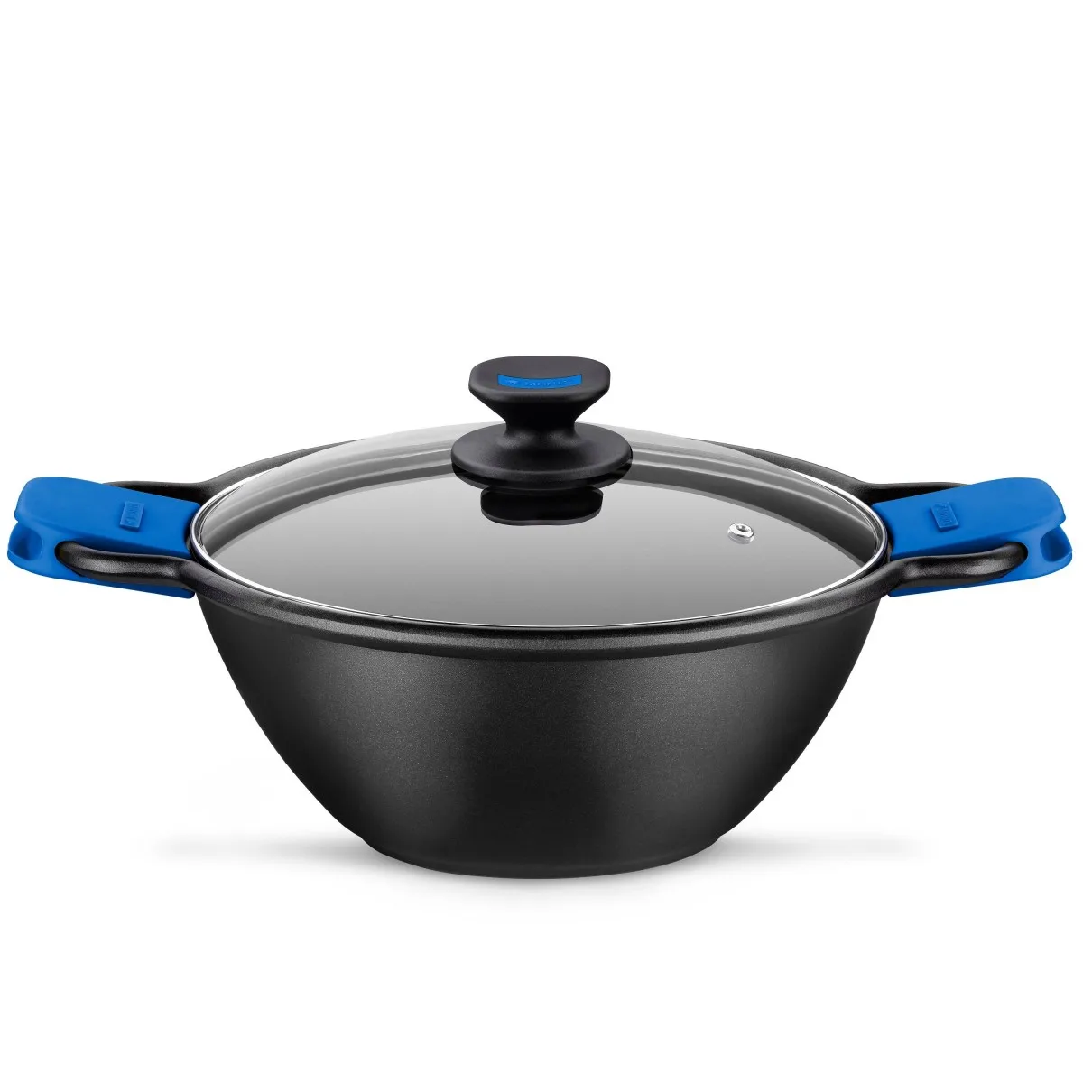 Monix Solid Plus Wok Non-stick Durable Cast Aluminum with 28 cm Silicone Handles gas Cookers, Induction, vitro