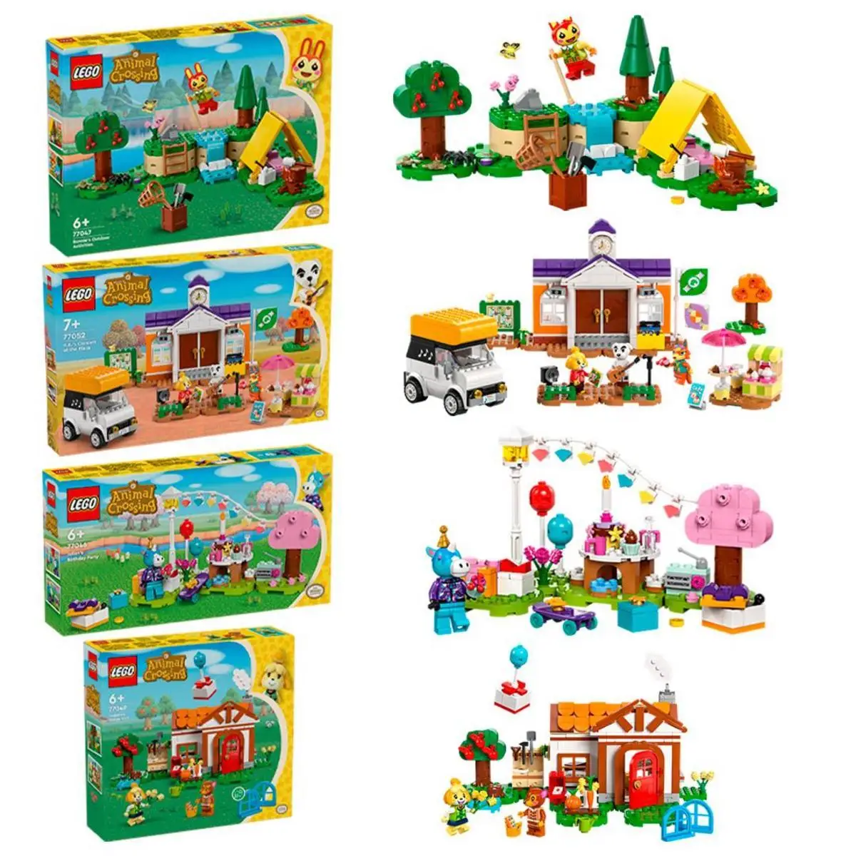 Pack Lego Animal Crossing: Concierto de Totakeke en la plaza + La visita de Canela+Actividades al aire libre con Coni+Fiesta de cumpleaños de Azulino