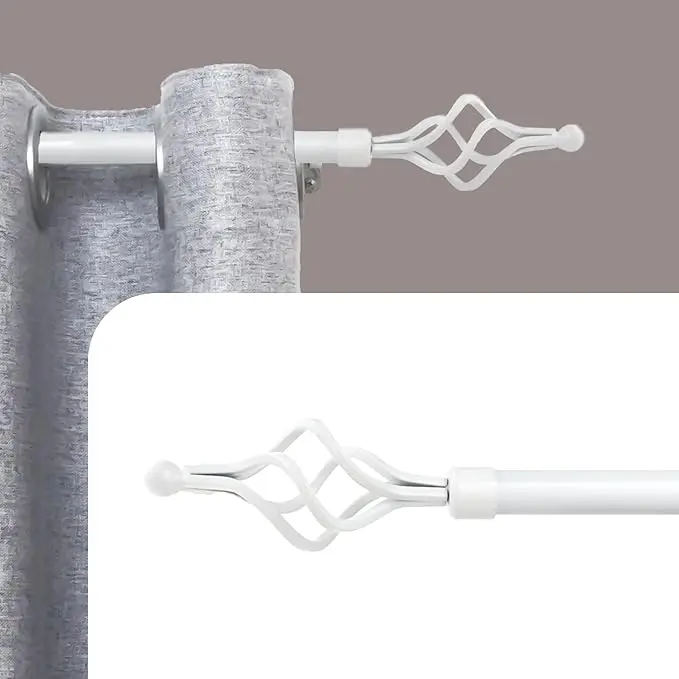 OsoNube - Barra Cortina Blanca Extensible 19mm - Barra Cortinas fina para Salón Dormitorio - Palos Cortinas Delgado Piña
